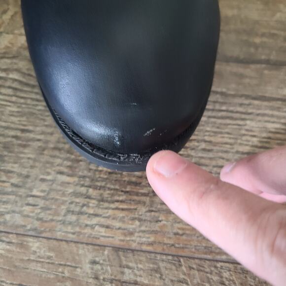 Steve Madden Chelsea Ankle Boots Black Leather Block Heel Size 9 M Pull On Goth - Picture 5 of 14